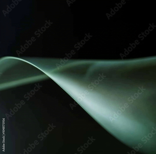 blur green gradient background, wave gradient, color, glass material, isolated on black, brigth accent photo