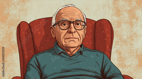 Animated old man portrait vicissitudes of life photo