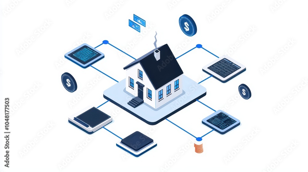 A digital illustration of a house connected to various technology nodes, symbolizing smart home integration and digital networking. A digital illustration of a house connected to various technology nodes, symbolizing smart home integration and digital networking.