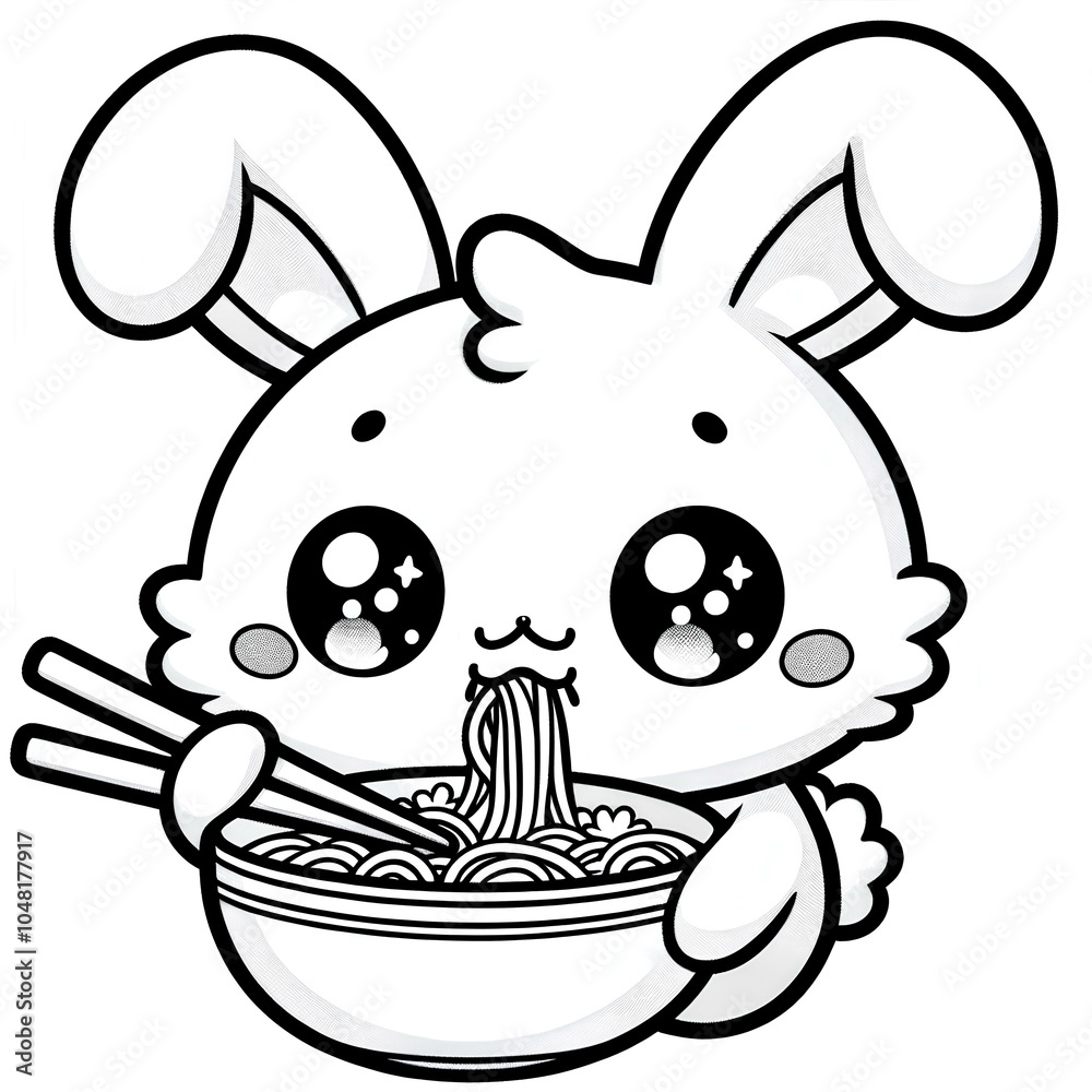 coloring page of bunny eating a bowl of ramen, children coloring pages, animal coloring pages coloring page of bunny eating a bowl of ramen, children coloring pages, animal coloring pages