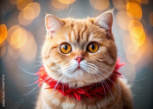 Close-up Portrait of a Scottish Fold Cat for Pet Shop Advertising