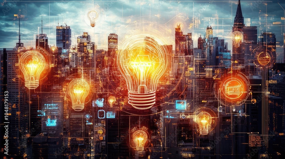 Obraz premium Abstract Innovation and Creativity in Urban Landscape