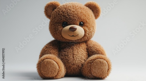 A Cute Teddy Bear Sitting on a White Background