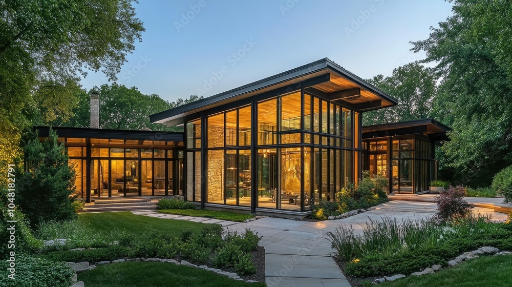 Stunning modern home with glass walls and luxurious finishes, showcasing wealth, style, and innovative architectural design Stunning modern home with glass walls and luxurious finishes, showcasing wealth, style, and innovative architectural design