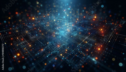 Digital Network Connections in Abstract Futuristic Technology Background. generator AI