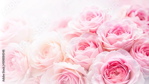 Beautiful roses flower border in soft vintage tone color with glitter romance background. Blurred background with pink roses is very nice, for backgrounds, congratulations, invitation
