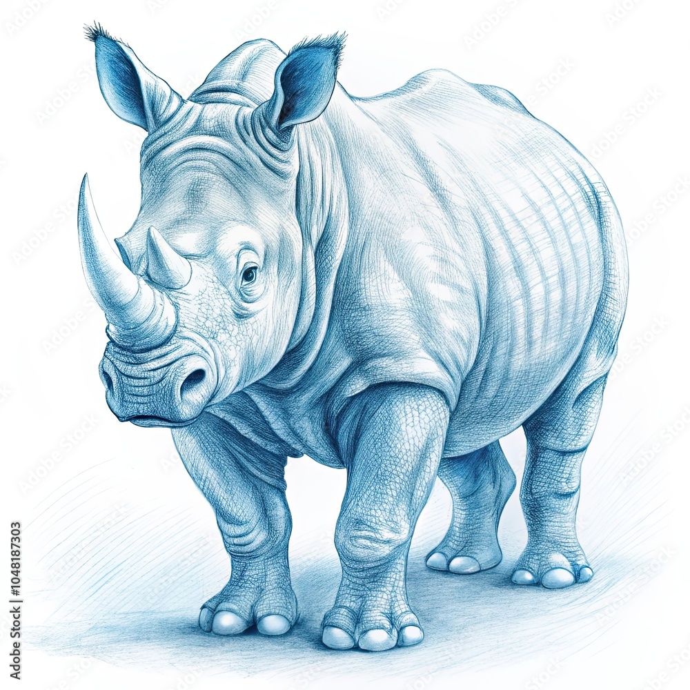 Fototapeta premium a rhinoceros sketch illustration