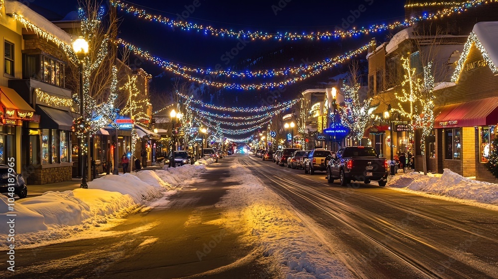 custom made wallpaper toronto digitalSnowy Night in a Festive Town Square