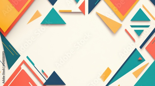 Bold Geometric Triangle Banner, vibrant colors framing a crisp white space, perfect for modern design applications and promotional materials Free Download Bold Geometric Triangle Banner, vibrant colors framing a crisp white space, perfect for modern design applications and promotional materials - GFXLoad