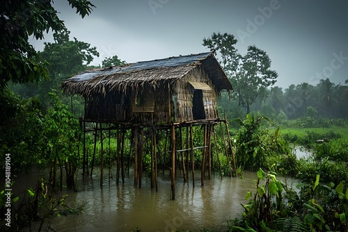 Resilient Cyclone Resistant Shelters on Stilts Protect Bangladeshi Coastal Village During Tropical Storm