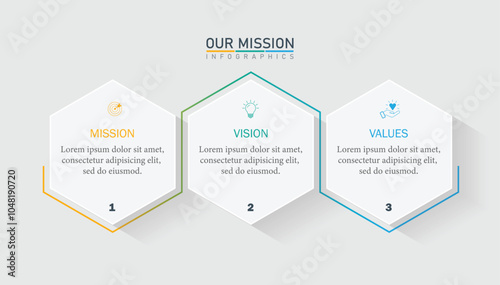 Mission, vision, values, graphic design template. eps 10 on white background	