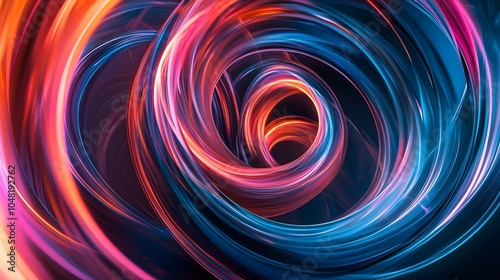 Neon spirals wrapping around each other in a dynamic abstract space