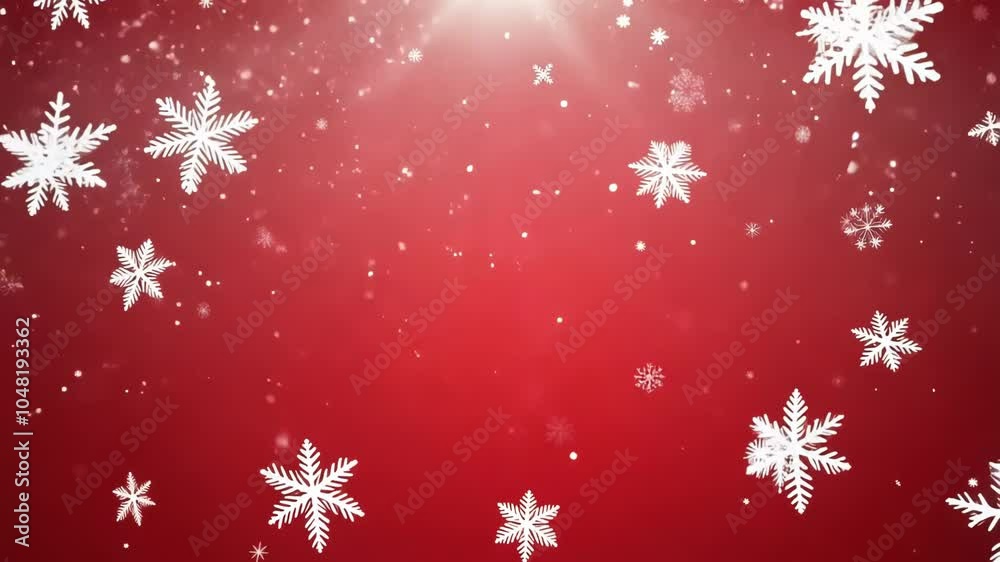 Red festive background with white snowflakes falling gently across the frame. Perfect for Christmas-themed projects, with ample copy space on the red background. Red festive background with white snowflakes falling gently across the frame. Perfect for Christmas-themed projects, with ample copy space on the red background.