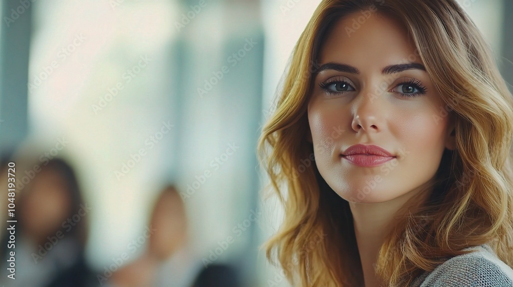 Fototapeta premium Close-Up Portrait of a Young Woman with Natural Beauty