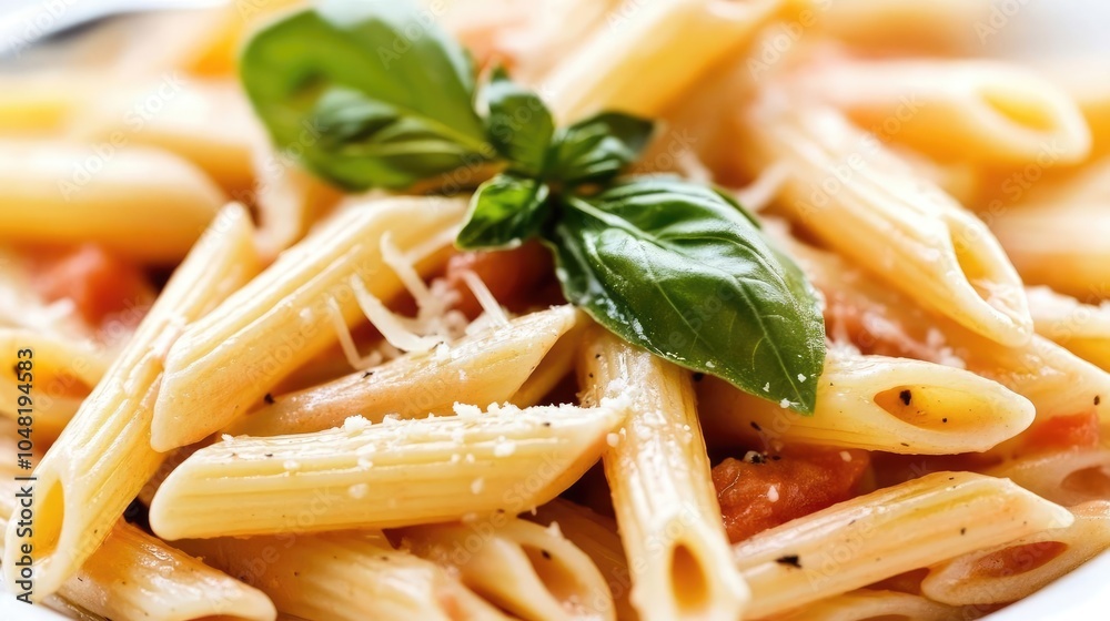 Pasta with Tomato Sauce and Cheese on White Background Pasta with Tomato Sauce and Cheese on White Background