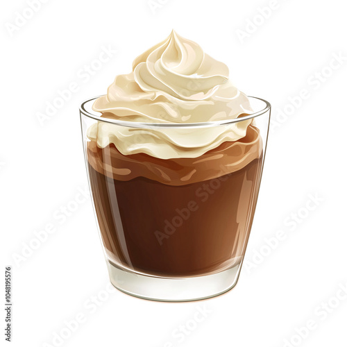 Chocolate Drink with Whipped Cream in Glass Dessert Coffee Beverage Cold Sweet Deli