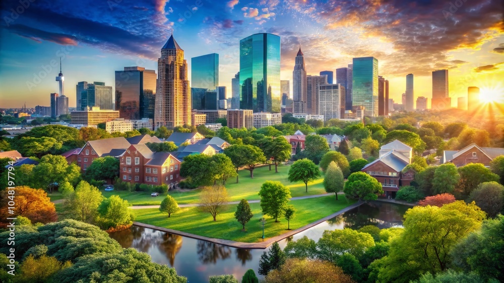 Obraz premium Double Exposure Photography of Dallas Neighborhoods with Urban Landscapes and Nature
