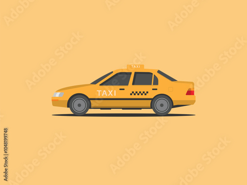 illustration of a 1992 classic retro vintage taxi cab rideshare car sedan icon 80s 90s vector