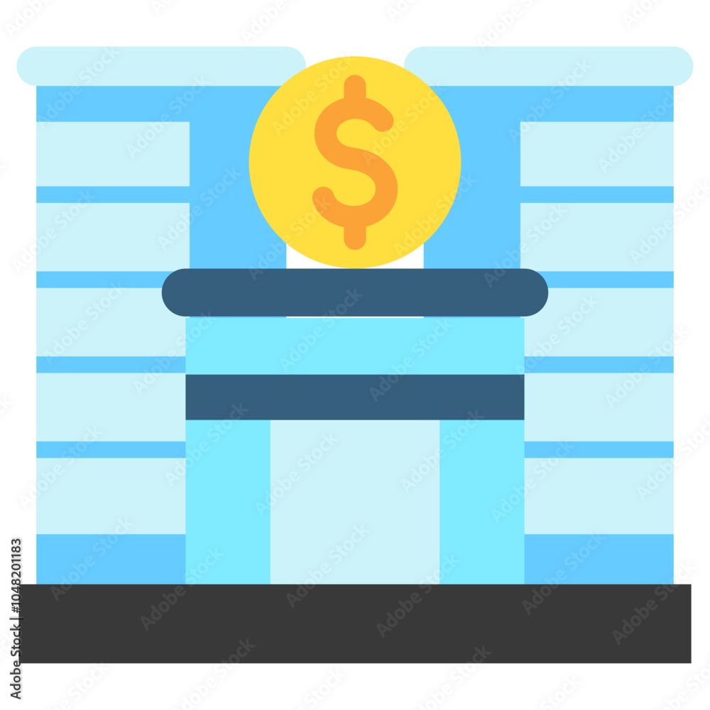 Bank Building flat color icon, use for UI, UX, app and web development ...