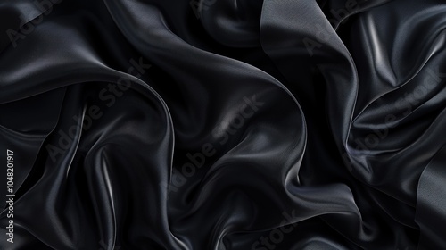 Abstract Black Satin Fabric Texture