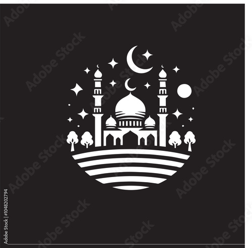 Mosque logo design with Islamic creative concept Vector black