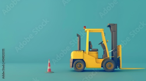 Minimalist 3D Forklift with Safety Cone