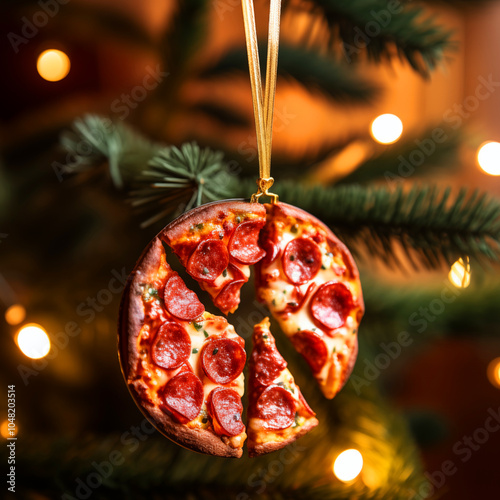 Christmas tree hanger, pizza Italian food, ornament pendant