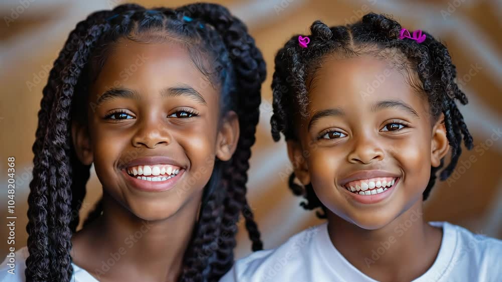 two Black young girl smiling sitting together, happy kids two Black young girl smiling sitting together, happy kids