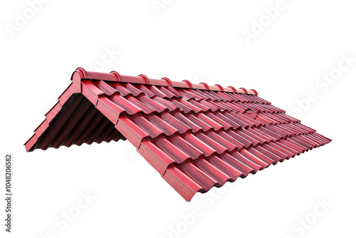 Red roof tiles isolated on transparent background. photo