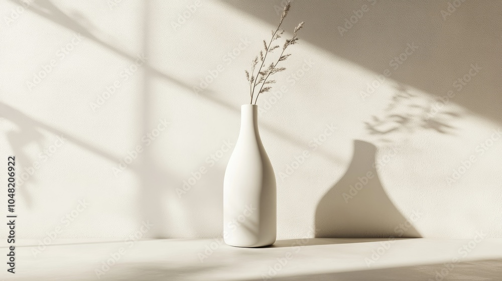 Modern white bottle on a clean, neutral surface, simple and ready for branding or advertising mockup with minimalist design.