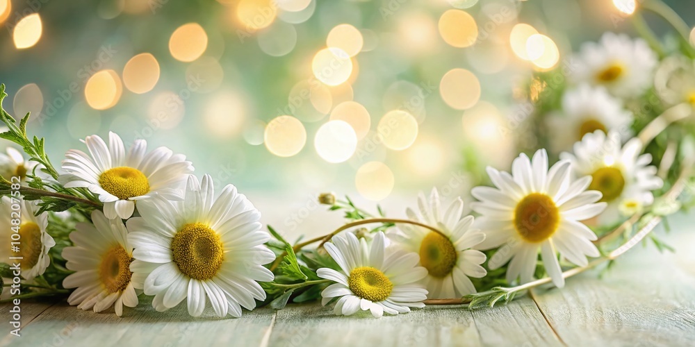 Obraz premium Elegant White Daisy Garland Corner for Fashion Photography - Beautiful Floral Decor