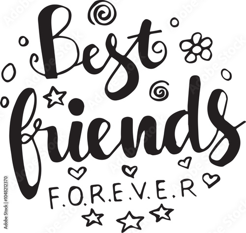 Vector illustration of Best Friends text as a template for your design, print, logo
