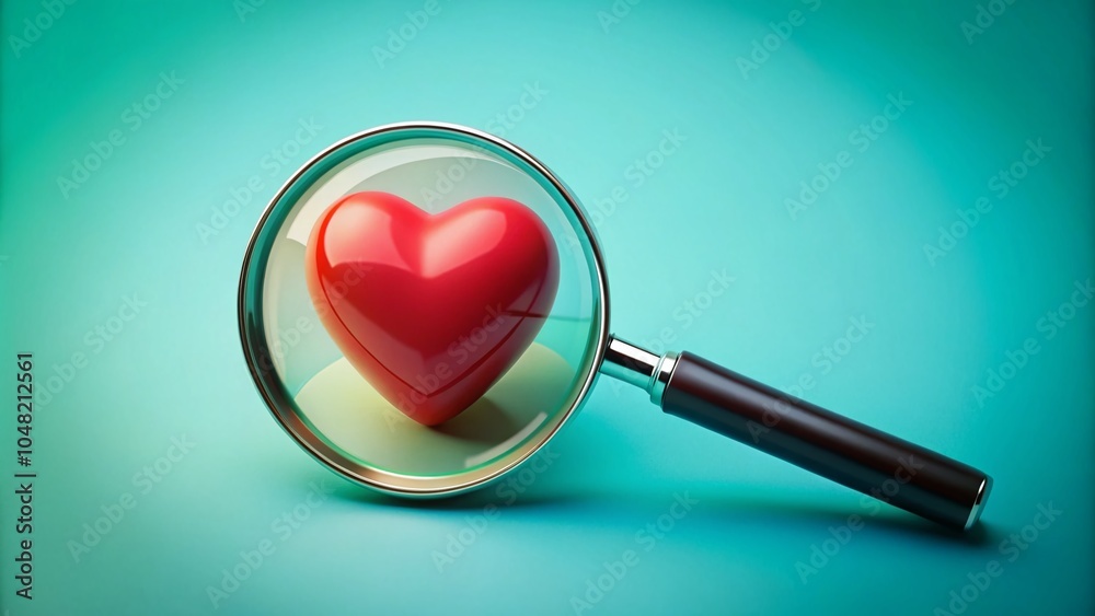 Exploring Emotions: A Magnifying Glass Focuses on a Heart Symbolizing Deep Philosophical Inquiry and Minimalism Exploring Emotions: A Magnifying Glass Focuses on a Heart Symbolizing Deep Philosophical Inquiry and Minimalism