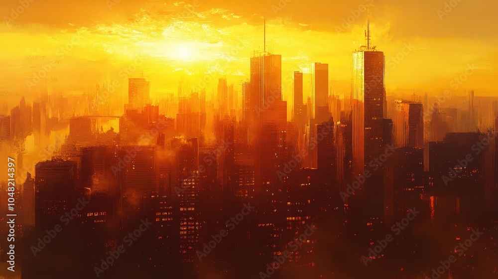 Fototapeta premium Sunrise in urban settings presents a different perspective.