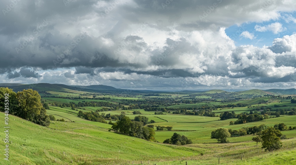 Moody Countryside Landscape with Rolling Storm Clouds - Ultra-Detailed Image Evoking Serenity and Foreboding Moody Countryside Landscape with Rolling Storm Clouds - Ultra-Detailed Image Evoking Serenity and Foreboding