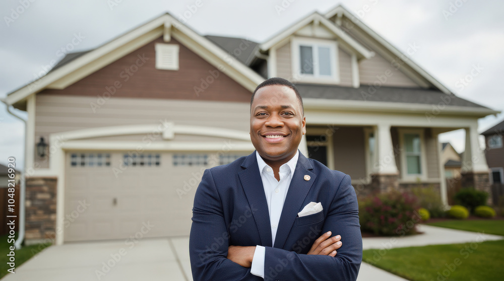 Professional Realtor Portrait in Front of Modern Home - Real Estate Agent, Realtor, and Business Professional Professional Realtor Portrait in Front of Modern Home - Real Estate Agent, Realtor, and Business Professional