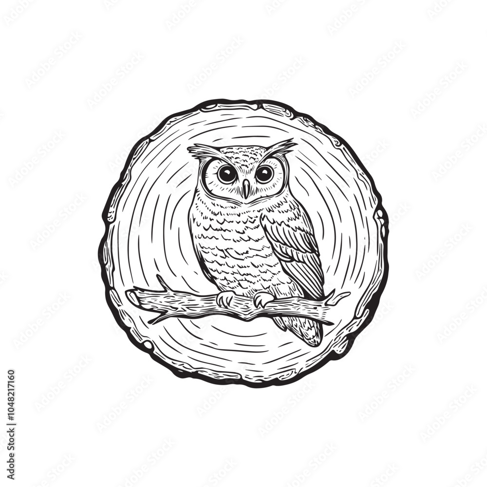 Obraz premium Wood Slice Vector illustration in black and white - Wood Slice Clipart Design