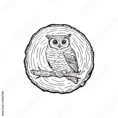 Wood Slice Vector illustration in black and white - Wood Slice Clipart Design