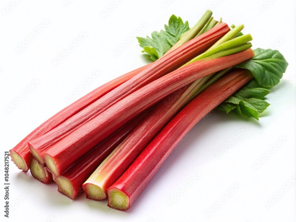 Fresh Rhubarb Isolated on White Background for Culinary Inspiration and Recipe Design Fresh Rhubarb Isolated on White Background for Culinary Inspiration and Recipe Design