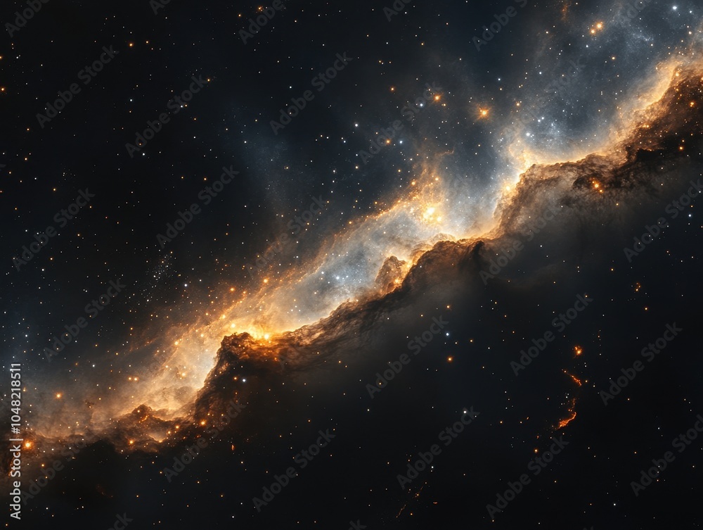 Naklejka premium Ethereal Nightscape with Blurred Stars, a mesmerizing view of twinkling celestial bodies against the vastness of a dark sky.
