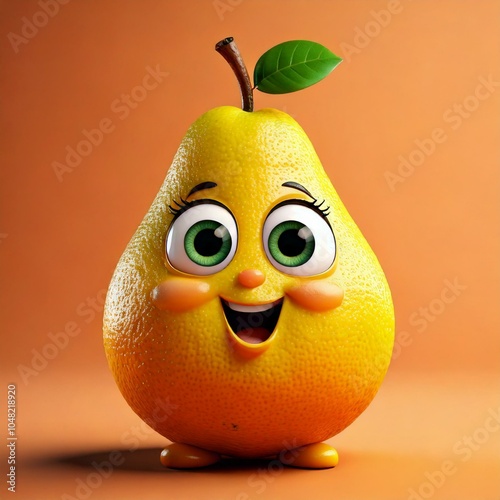 Cute Cartoon Happy Pear Fru...