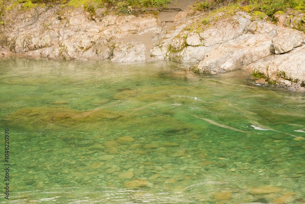 River Shoreline with Smooth Rocks and Pebbles River Shoreline with Smooth Rocks and Pebbles