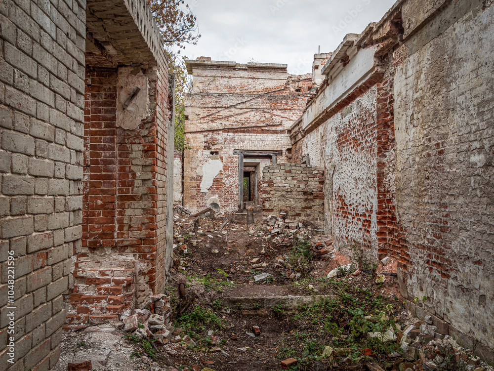Ruins of an old abandoned building. A manor house of the early 19th century. Ruins of an old abandoned building. A manor house of the early 19th century.
