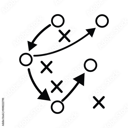 Soccer game strategy and tactic plan outline icons. Strategy, tactic soccer football instruction.
