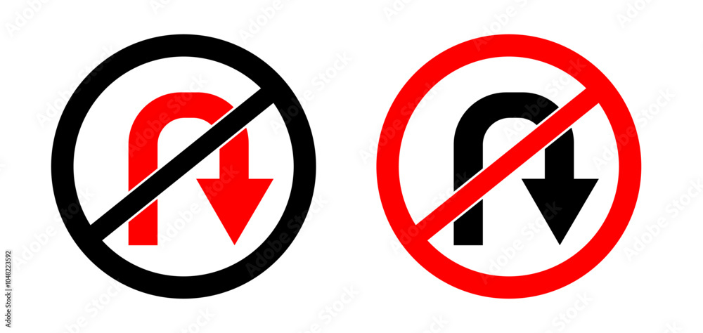 No U-turn right sign vector No U-turn right sign vector