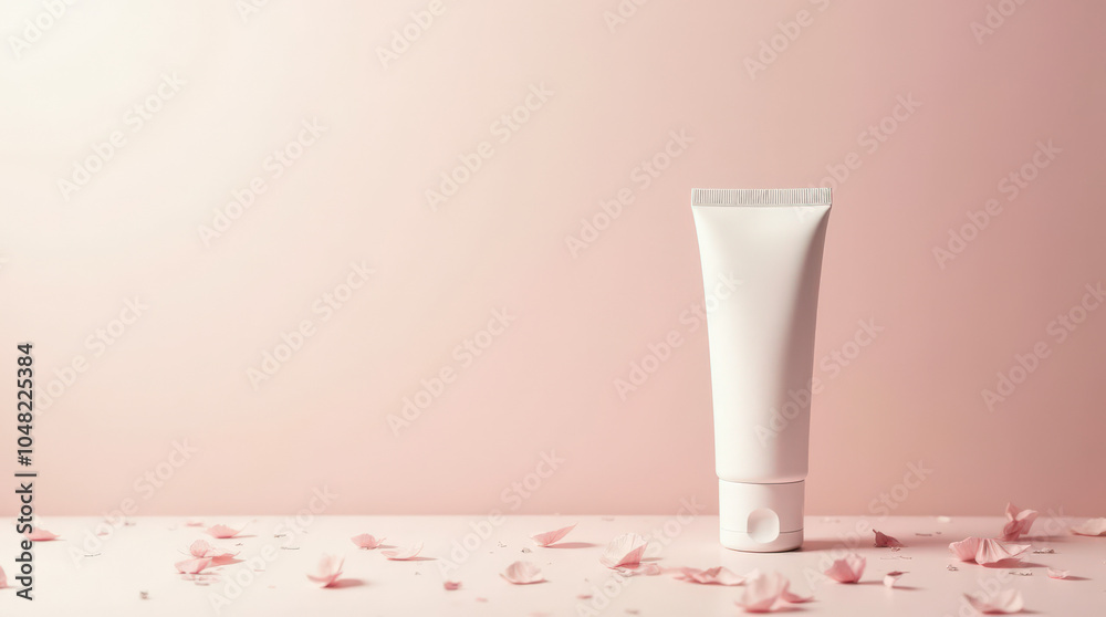 Minimalist Skincare Product Mockup with Cream on Background for Cosmetic Advertising Minimalist Skincare Product Mockup with Cream on Background for Cosmetic Advertising