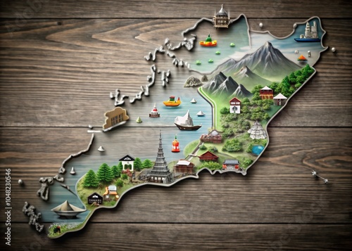 Hokkaido Travel Map Flat Illustration for Adventure Seekers and Travelers