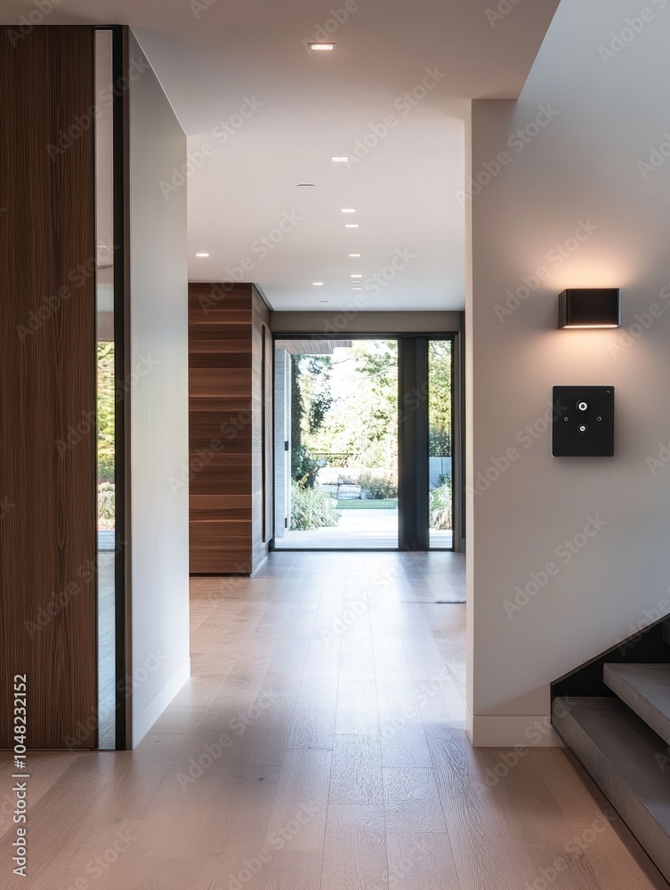 Obraz premium Modern Home Interior with Elegant Wood Accents and Natural Light