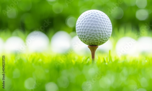 Seamless, Seamless Close-up of a golf tee with a white ball on lush green grass. photo