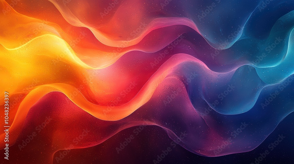 Fototapeta premium Abstract, colorful, wavy, glowing, background.